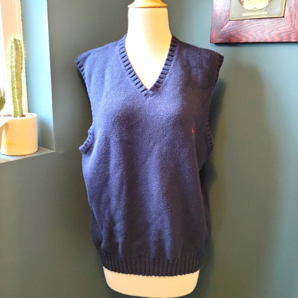 Vintage polo Ralph Lauren pullover sweater vest navy blue large